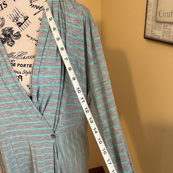 LADIES LONG JACKET GREEN/GREY STRIPES SIZE XL MADE IN THE 🇺🇸 USA - Picture 13 of 13